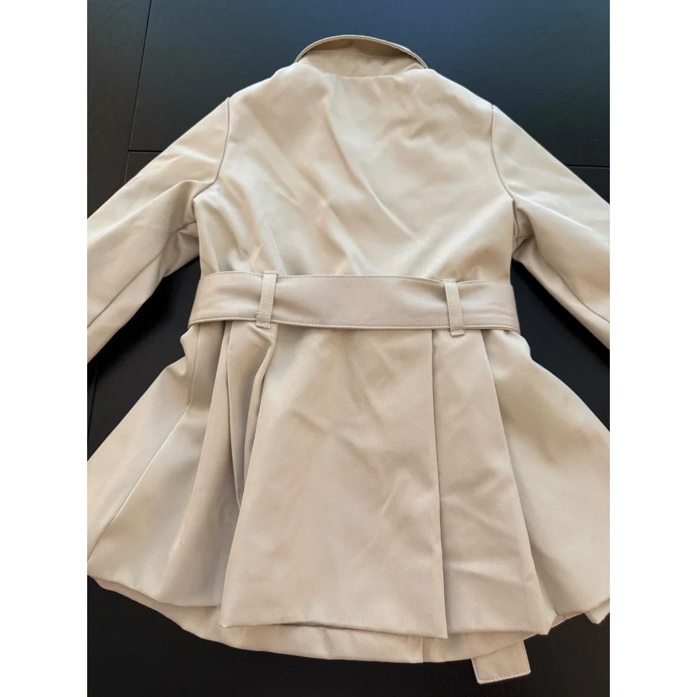 Tahari Toddler Trench Coat Baby Girls Size 24 Months Tan Belted Double-Breasted